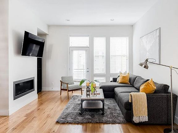 Living space with built-in fireplace
