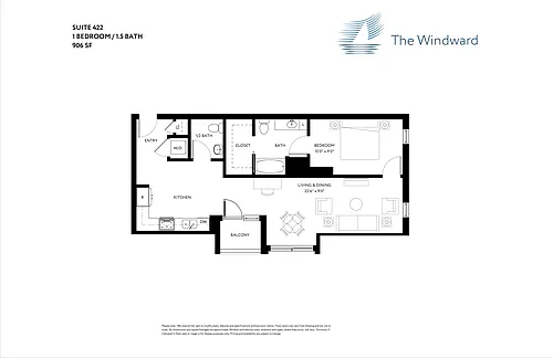 Floor plan 1 Bed/1 Bath