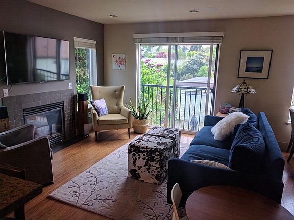 Juliet balcony door and gas fireplace