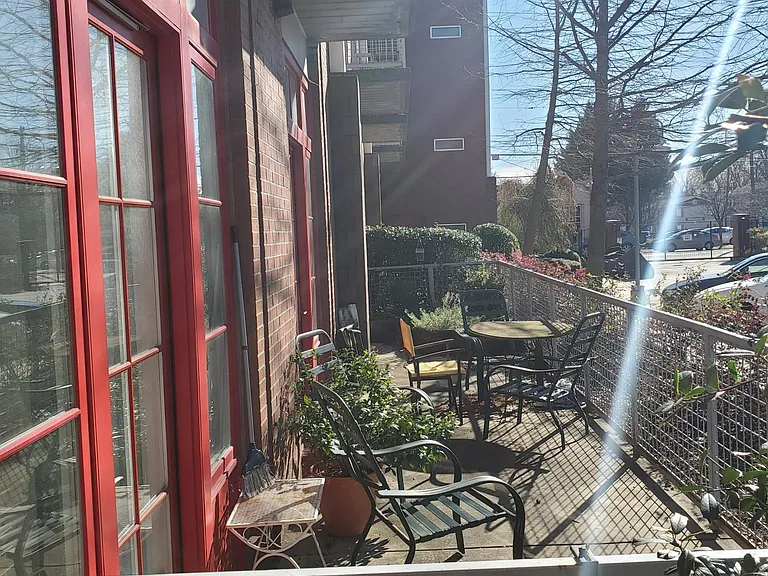 Private patio that spans 3 rooms