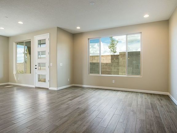 Brightly lit gathering space.