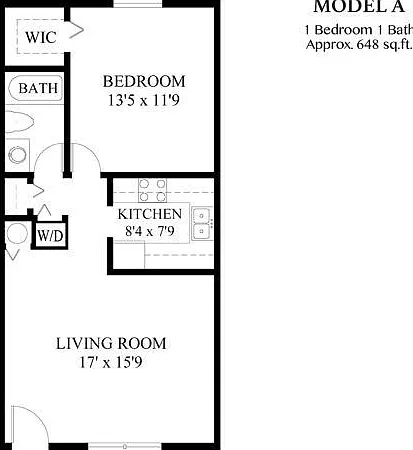 Model A - 1 Bedroom, 1 Bath Model A - 1 Bedroom, 1 Bath