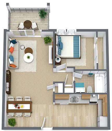 Floor plan 1x1 Large