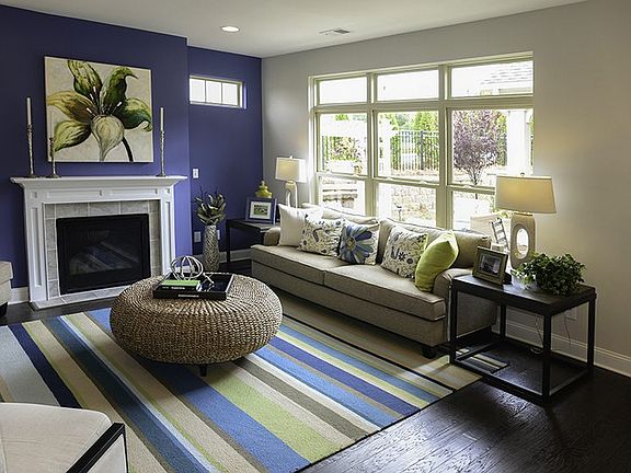 Interior photograph of a Portico living room overlooking the courtyard taken at Weddington.