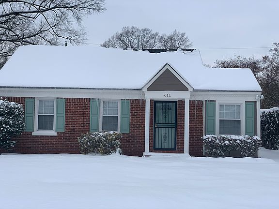 Snowy view of 611 Buck Street. Perfect rental home available for University of Memphis student or young professional couple.