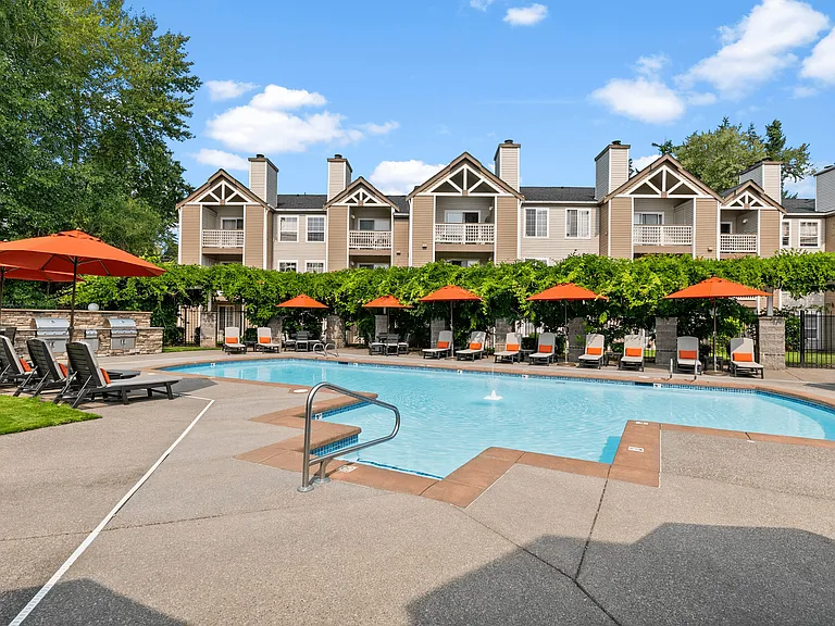 Resort-inspired pool with lounge seating