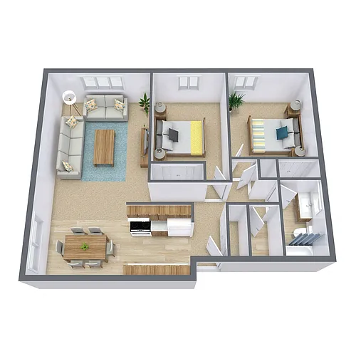 Floor plan Two Bedroom 21C