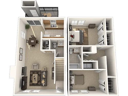 Floor plan Two Bedroom Townhome