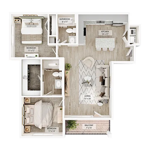 Floor plan 2 BR - Arbor Overlook