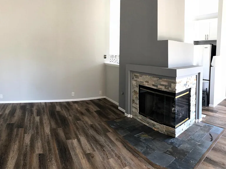 Main living space with fireplace