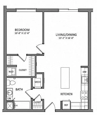 Floor plan Link A1B | 1 Bed | 1 Bath