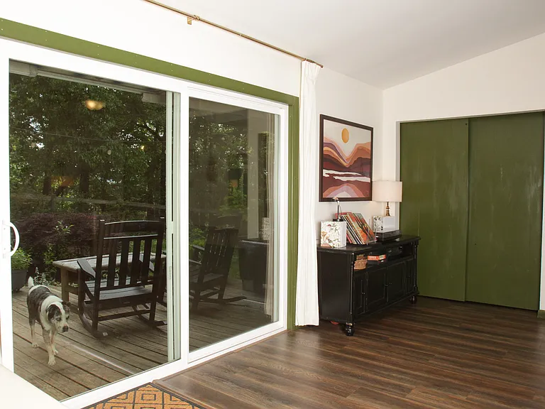 Back deck glass sliding door