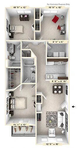 Floor plan The Wilson 3 BR 2 BA