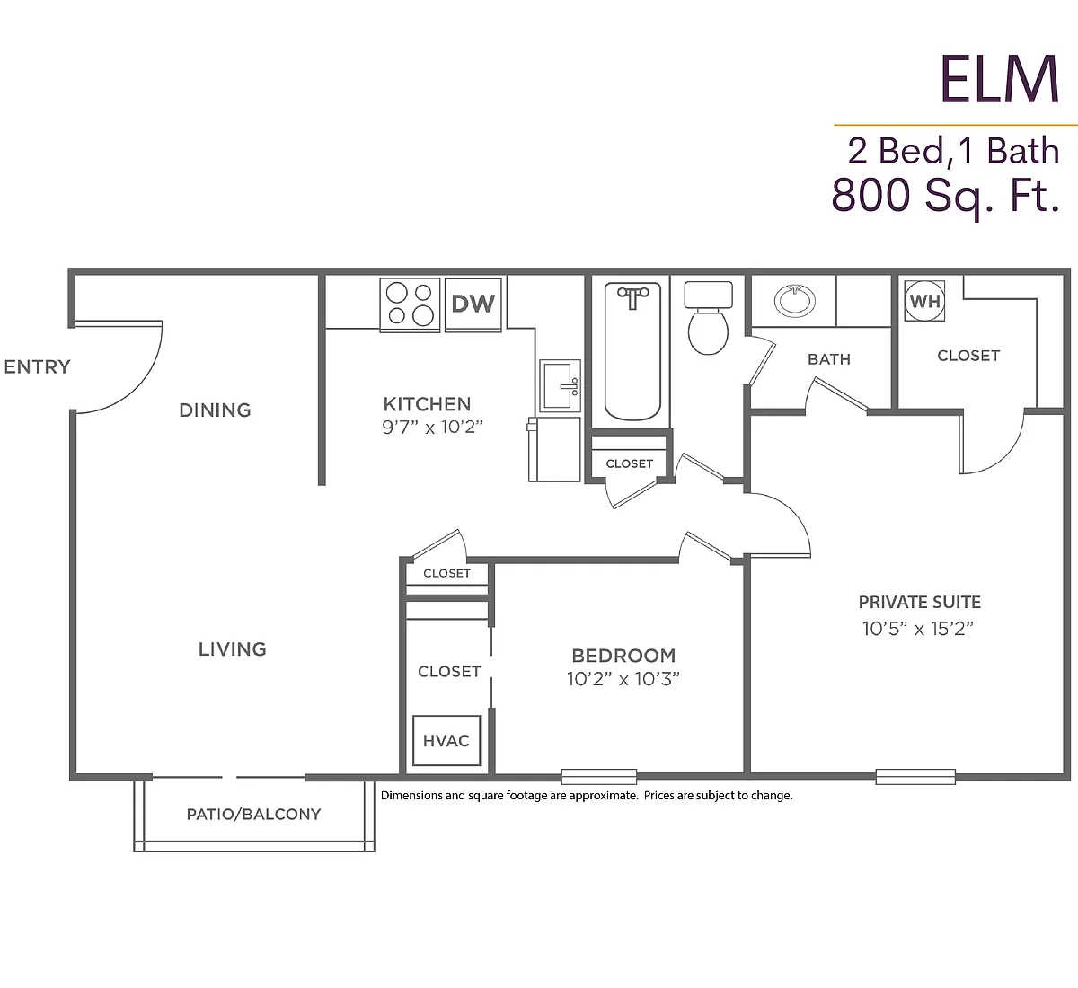 Floor plan 2 BR/1 BA (Ph 4)