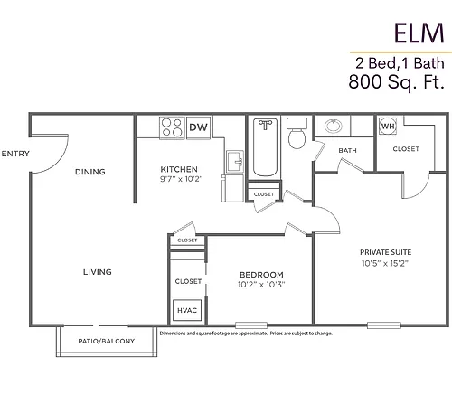 Floor plan 2 BR/1 BA (Ph 4)