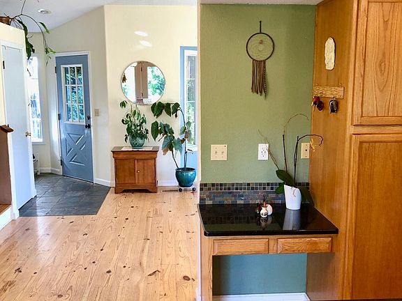 Kitchen desk and drawers, view of front entrance