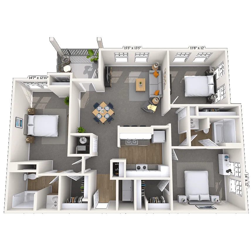 Floor plan Traditional 3x2 1423 SF