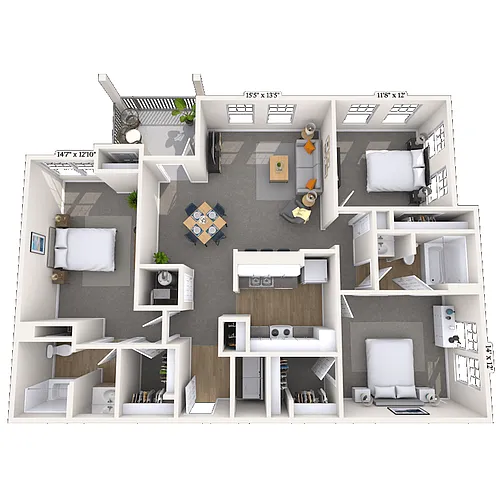 Floor plan Traditional 3x2 1423 SF