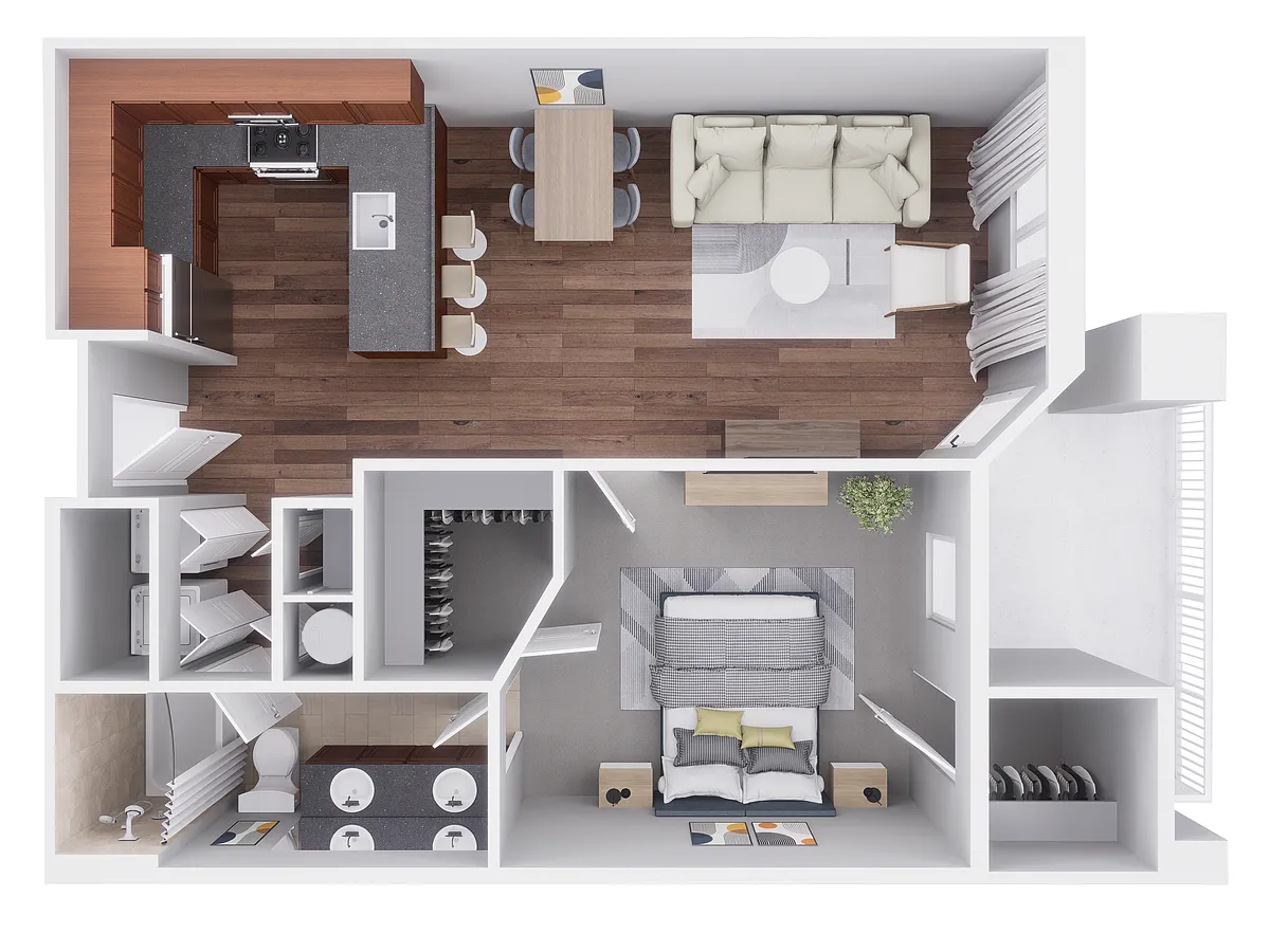 Floor plan 1x1 820 sqft