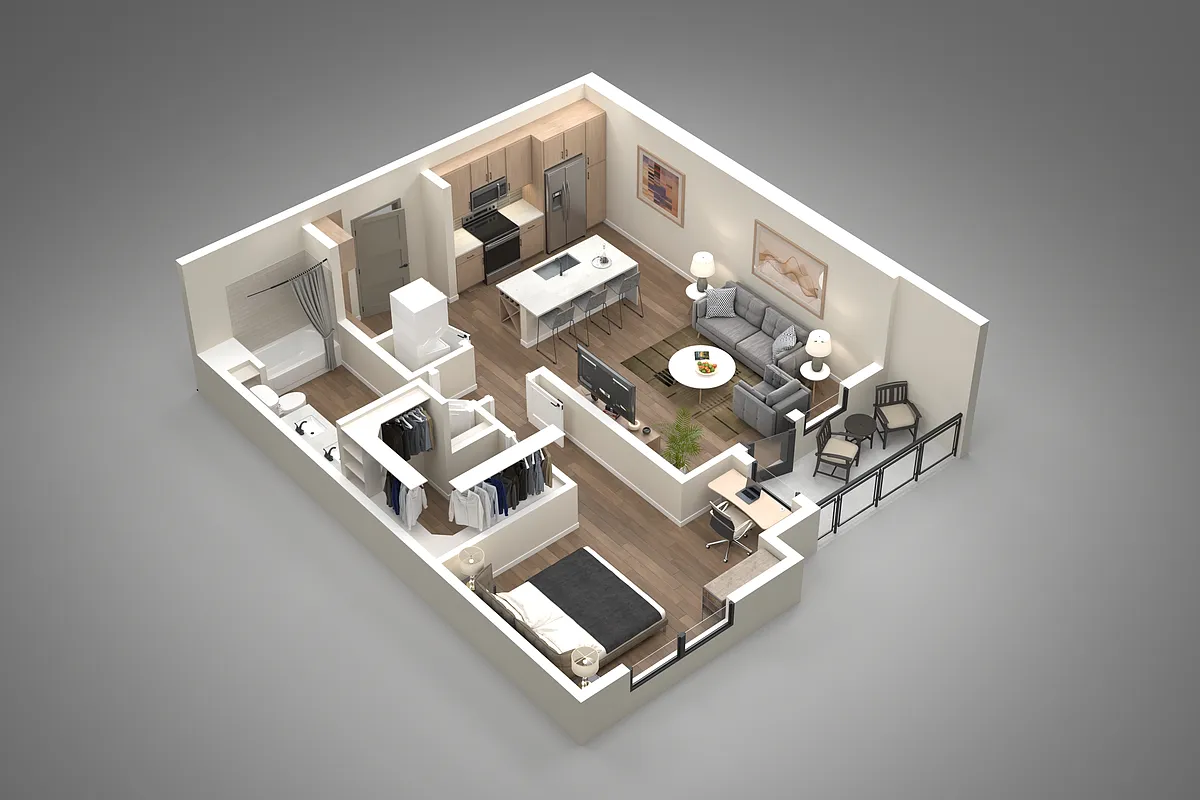 Floor plan 1 Bed/1 Bath