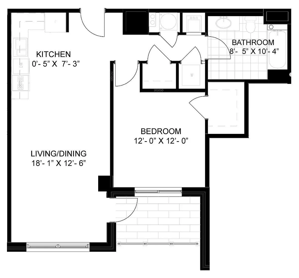 Floor plan 1 Bed/1 Bath-A10