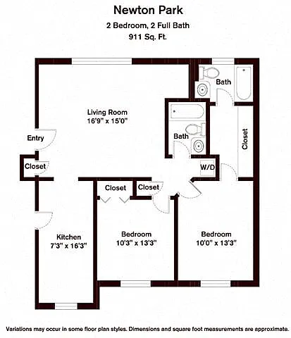 Floor plan 2 Bedroom/2 Bath