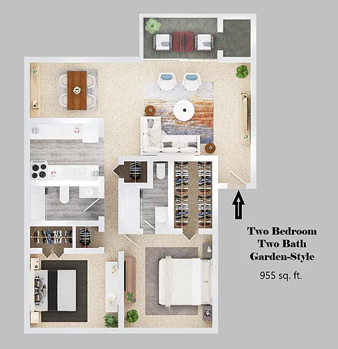 Floor plan Two Bedroom Two Bath