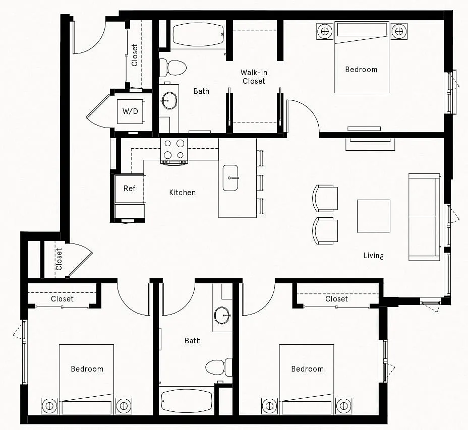 Floor plan 3 Bed/2 Bath-A1