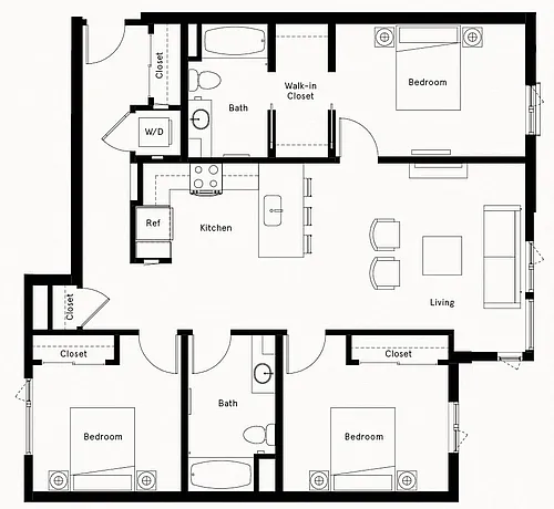 Floor plan 3 Bed/2 Bath-A1