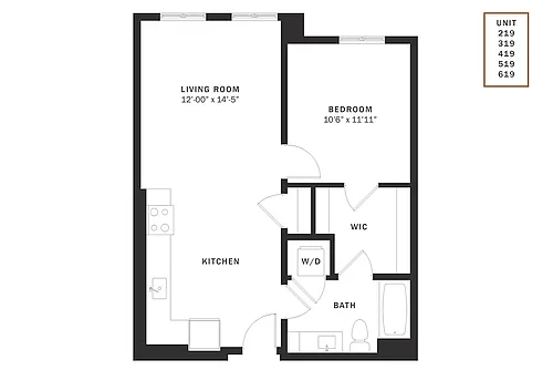 Floor plan Coen North 1 Bedroom A1