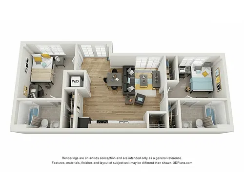 Floor plan 2BR/2BA - B2
