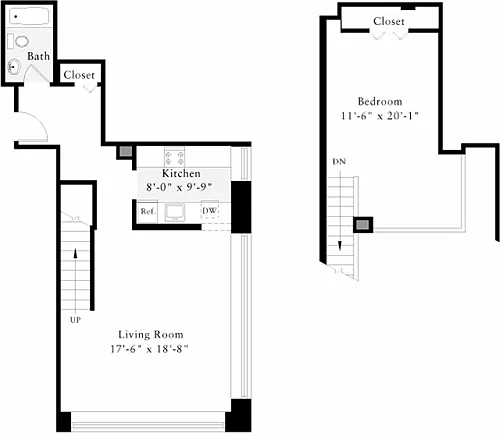 Floor plan The Lofts 1 Bedroom H