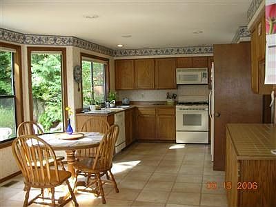 Eating area with view of backyard