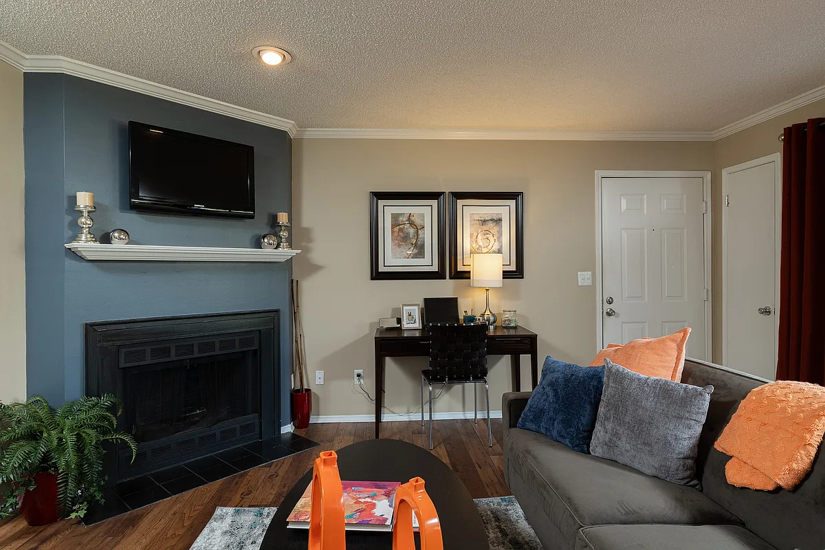 Step into comfort and style with a living room designed for relaxation and productivity. - Vetra at Hamilton Place