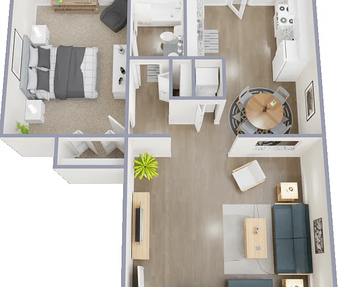 1 Bed 1 Bath Floorplan Diagram