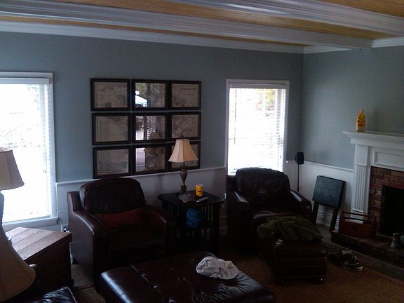 Updated living room with fireplace