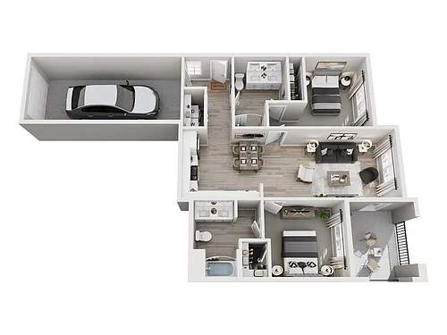 Floor plan 2 Bedroom + 2 Bath with Garage