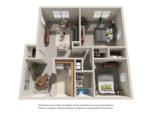 Floor plan 2 Bedroom 1 Bathroom
