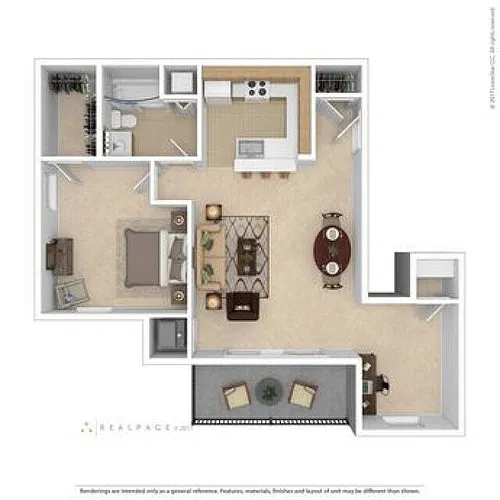 Floor plan 1 BD Traditional w/ Den