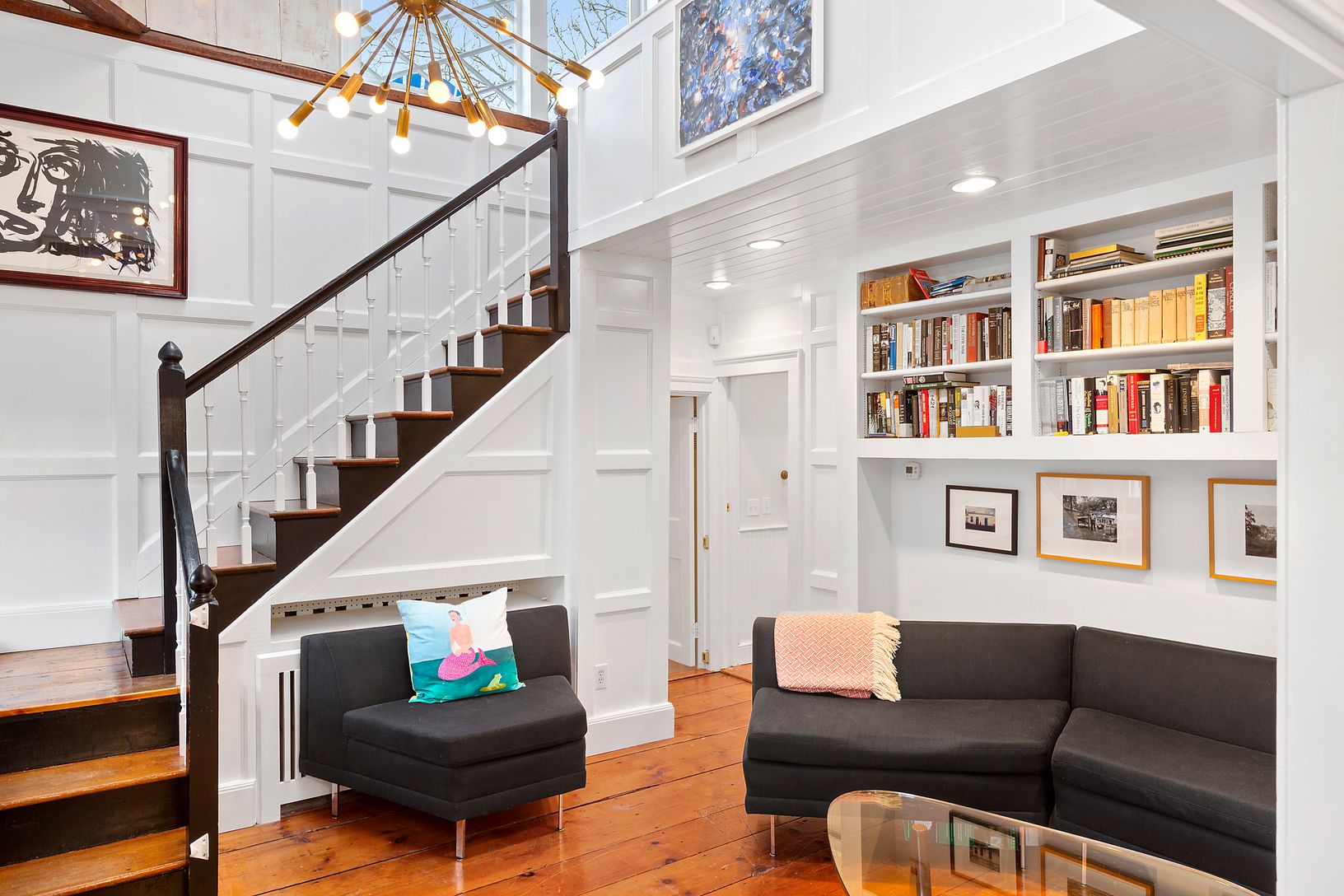  Second floor seating area has fireplace (not shown)