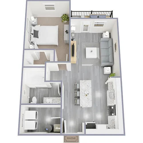 Floor plan One Bedroom One Bath Pool View