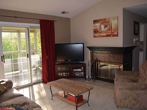 Living Room with Sliding Glass doors onto covered deck