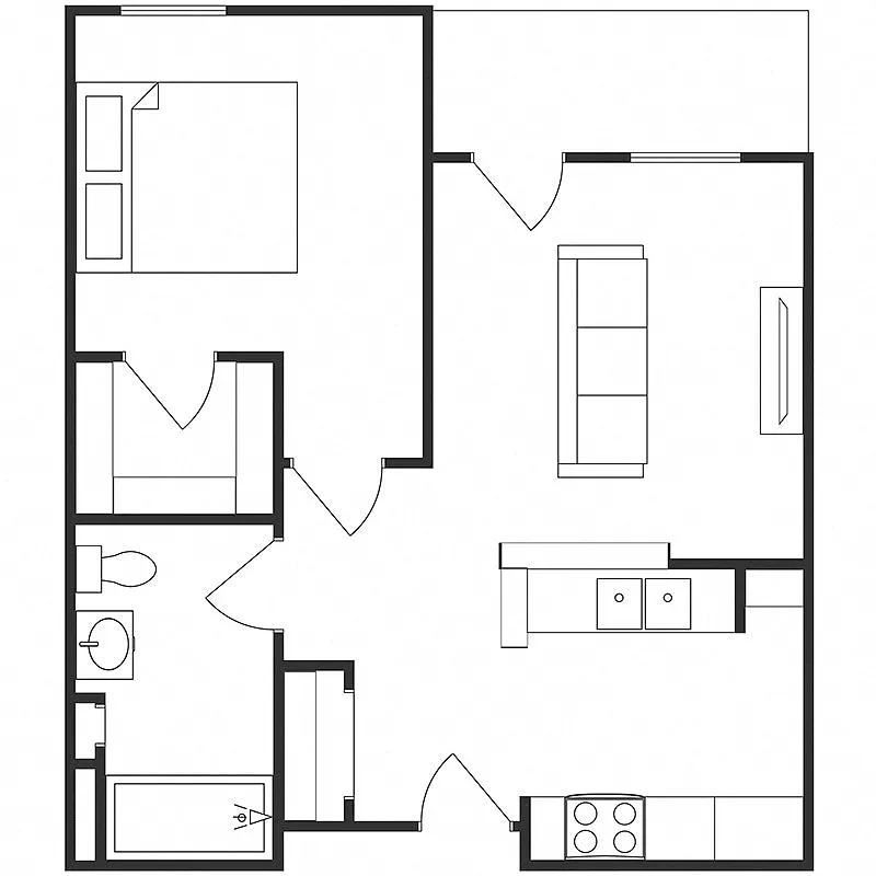 Floor plan One Bedroom One Bathroom