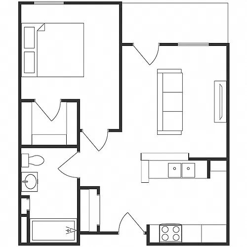 Floor plan One Bedroom One Bathroom