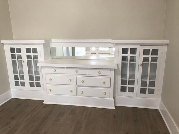 Built in vintage cabinets in dining room