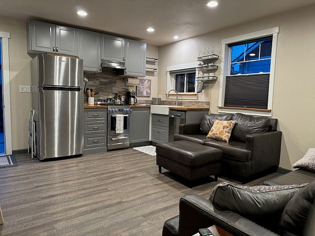 living area and full kitchen