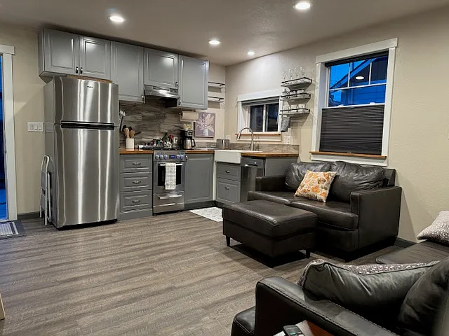 living area and full kitchen