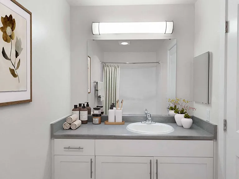 A clean, comfortable bathroom designed for everyday ease and convenience