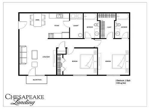 Floor plan 2 Bed 2 Bath