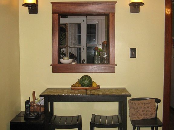Eating nook with look through to kitchen
